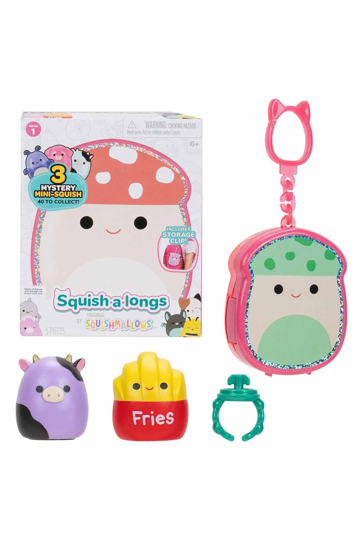 Squish-a-longs 3 Figür + Yüzük Çantalı Sürpriz Paket Seri 1