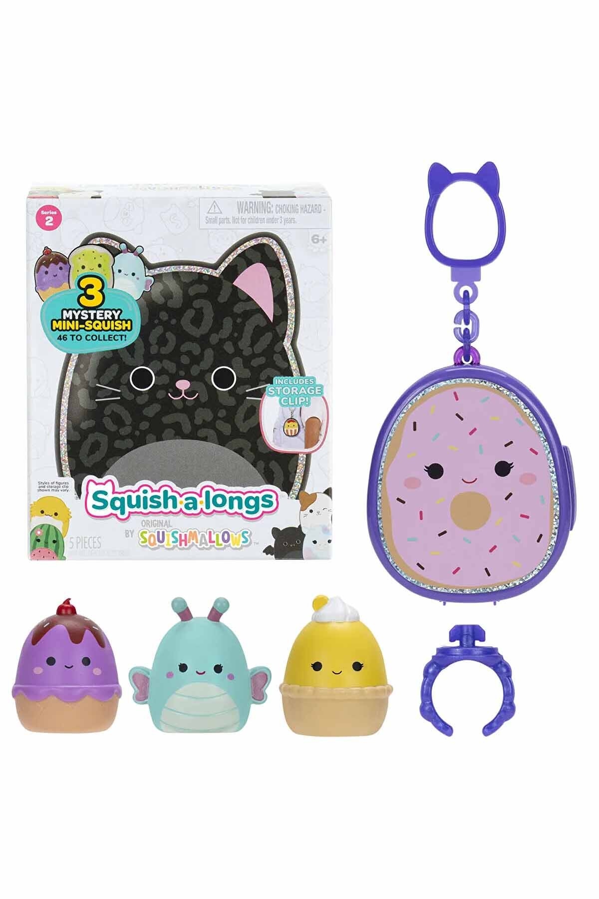 Squish-a-longs 3 Figür + Yüzük Çantalı Sürpriz Paket Seri 2