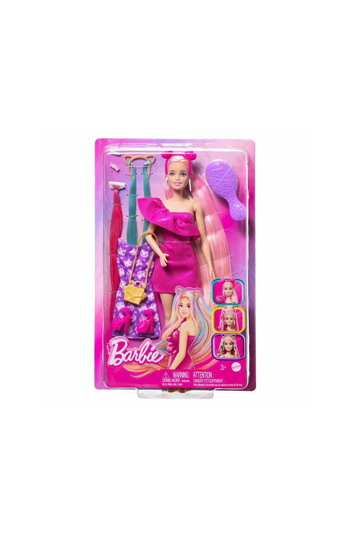 Barbie Upuzun Muhteşem Saçlı Bebekler Pembe Saçlı Bebek JDC85