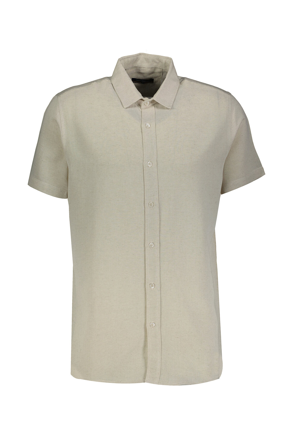 First Company Erkek Apaş Yaka Kısa Kollu Viskon Gömlek 2410103008