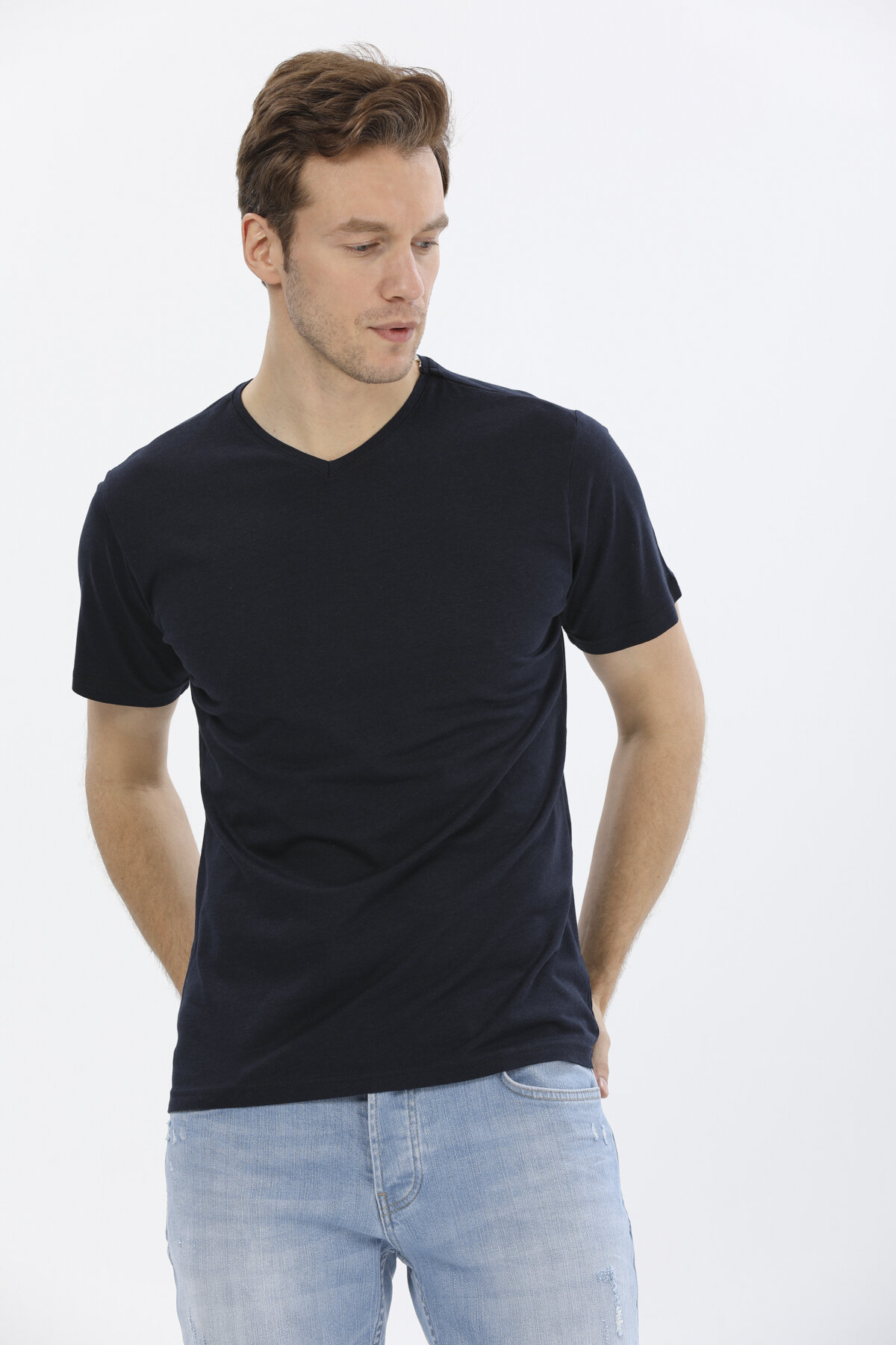 First Company Denim Erkek V Yaka Basic Tişört 2417101043