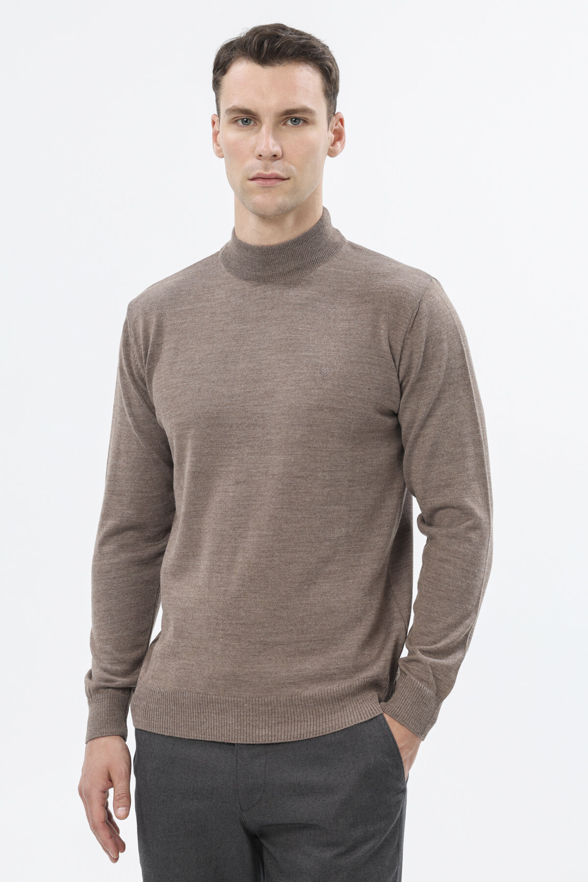 Finesuits Erkek Düz Yünlü Düz Yünlü Kazak 2522201002.DZYBR