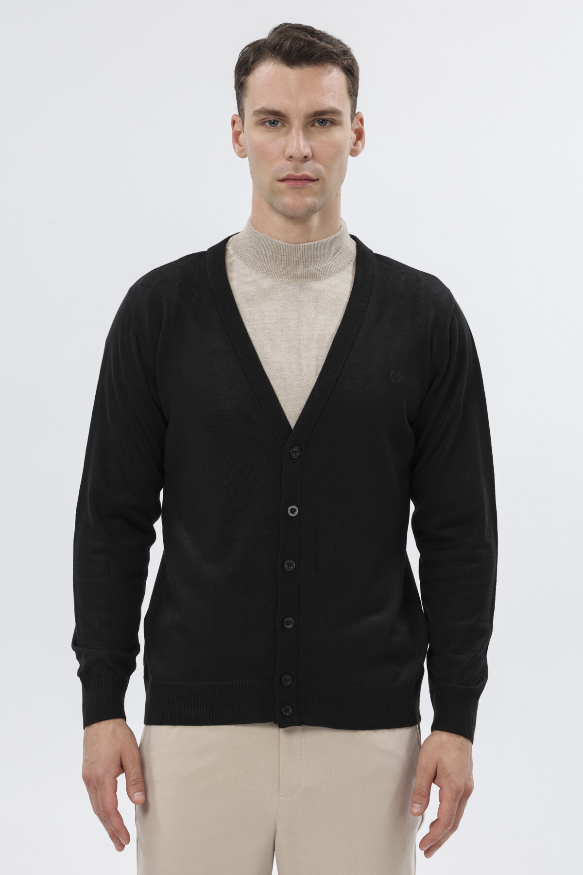 Finesuits Erkek Düz Yünlü Düz Yünlü Hırka 2522201006.DZHRKR