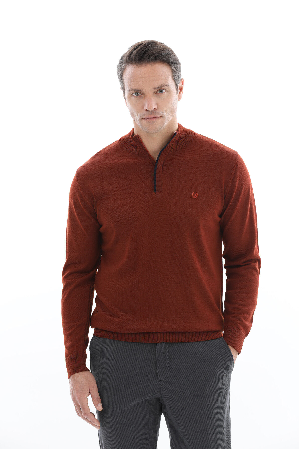 Finesuits Erkek Düz Yünlü Desenli Yünlü Kazak 2522201013.YBFR