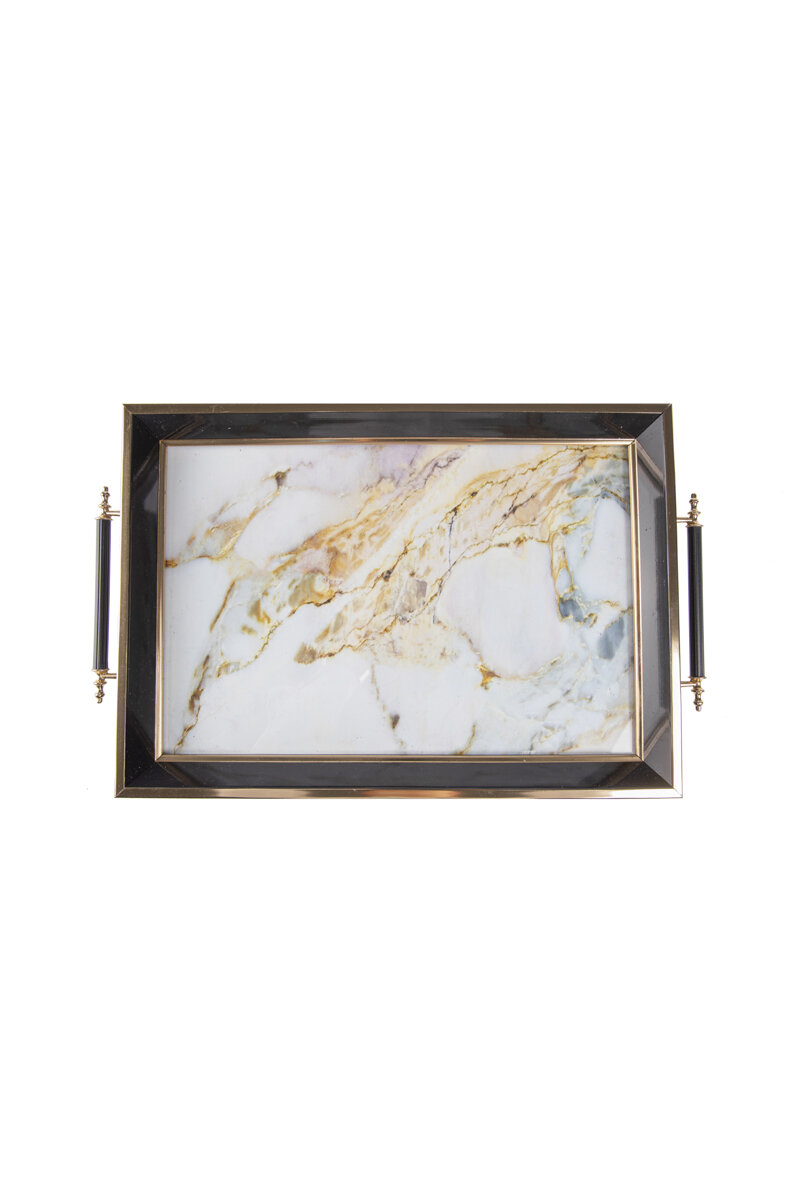 Liveist Beyaz Mermer Profil Tepsi