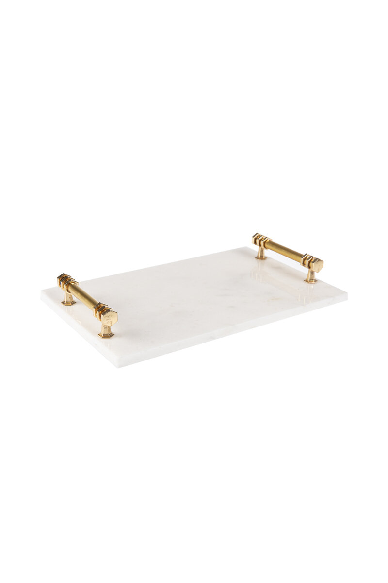 Liveist Mermer Dikdörtgen Tepsi 20x30 cm Beyaz