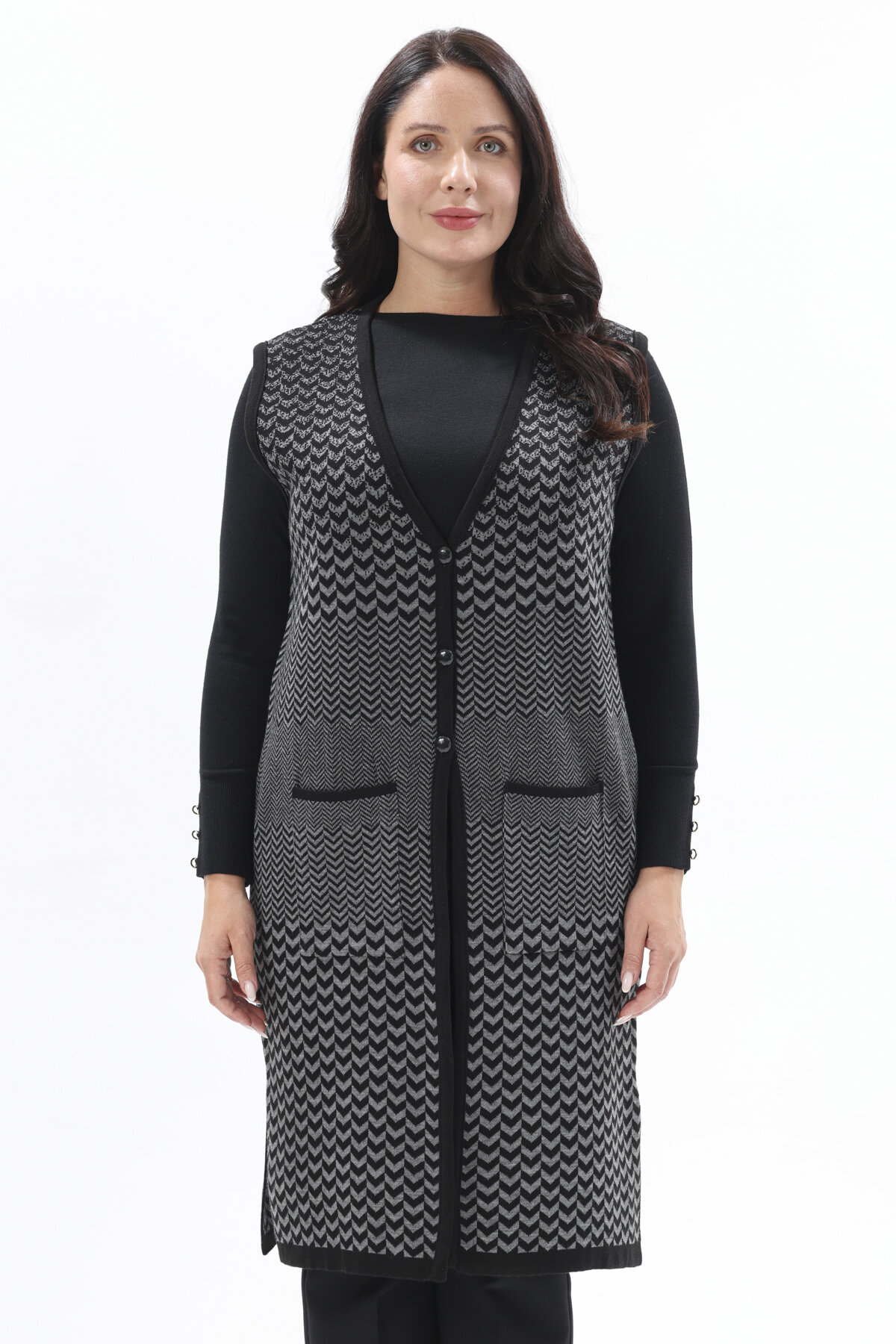 Shefame Kadın Uzun Kadın Yelek 2524BK114010