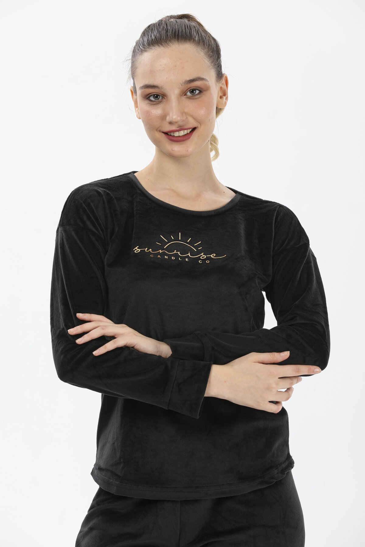 Shefame Kadife Bisiklet Yaka Pijama Takımı 233KP7001PI