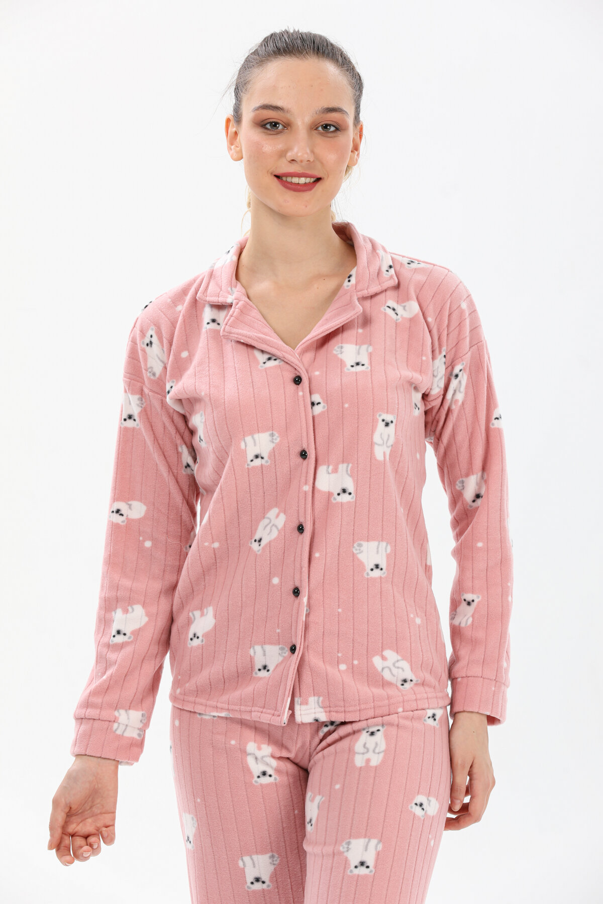 Shefame Fitilli Polar Düğmeli Pijama Takımı 233KP7006PI