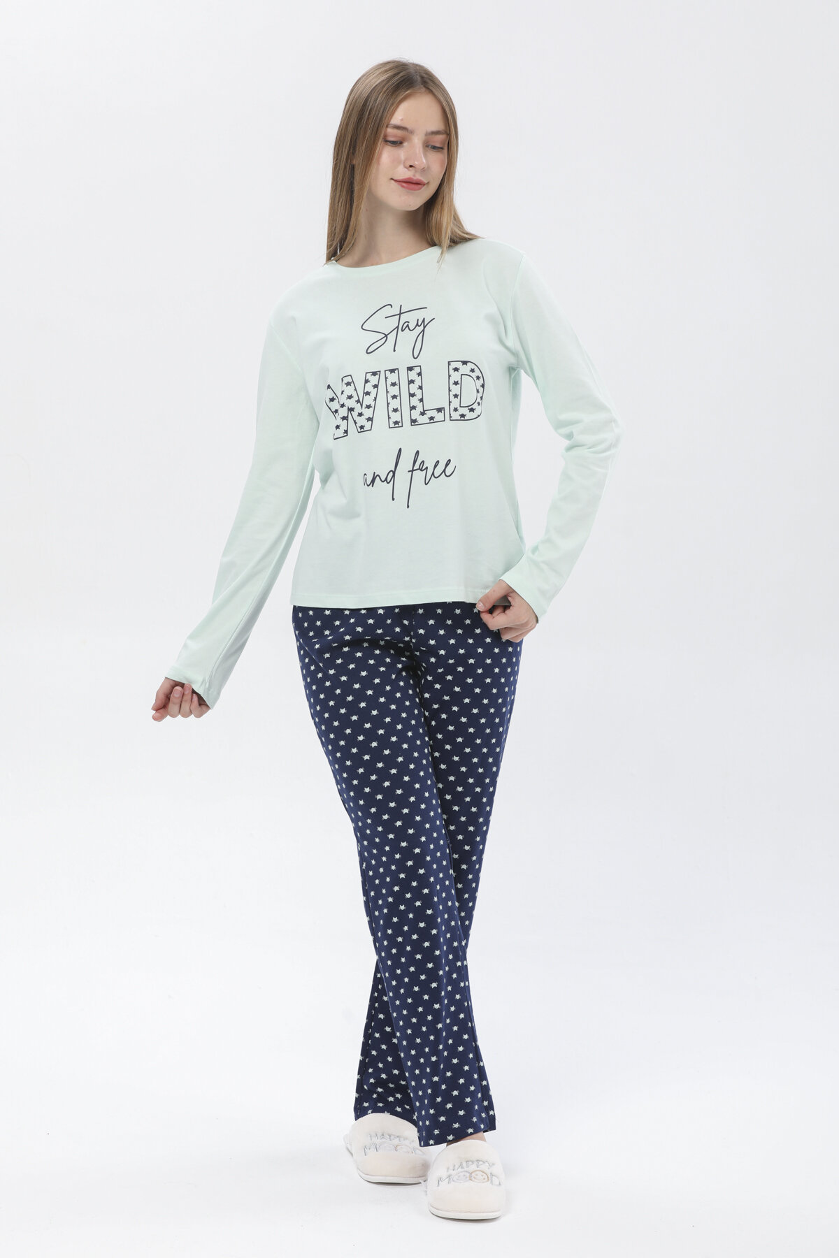 Shefame Kadın Manşetli Basic Pijama Takımı 231PJ80IT