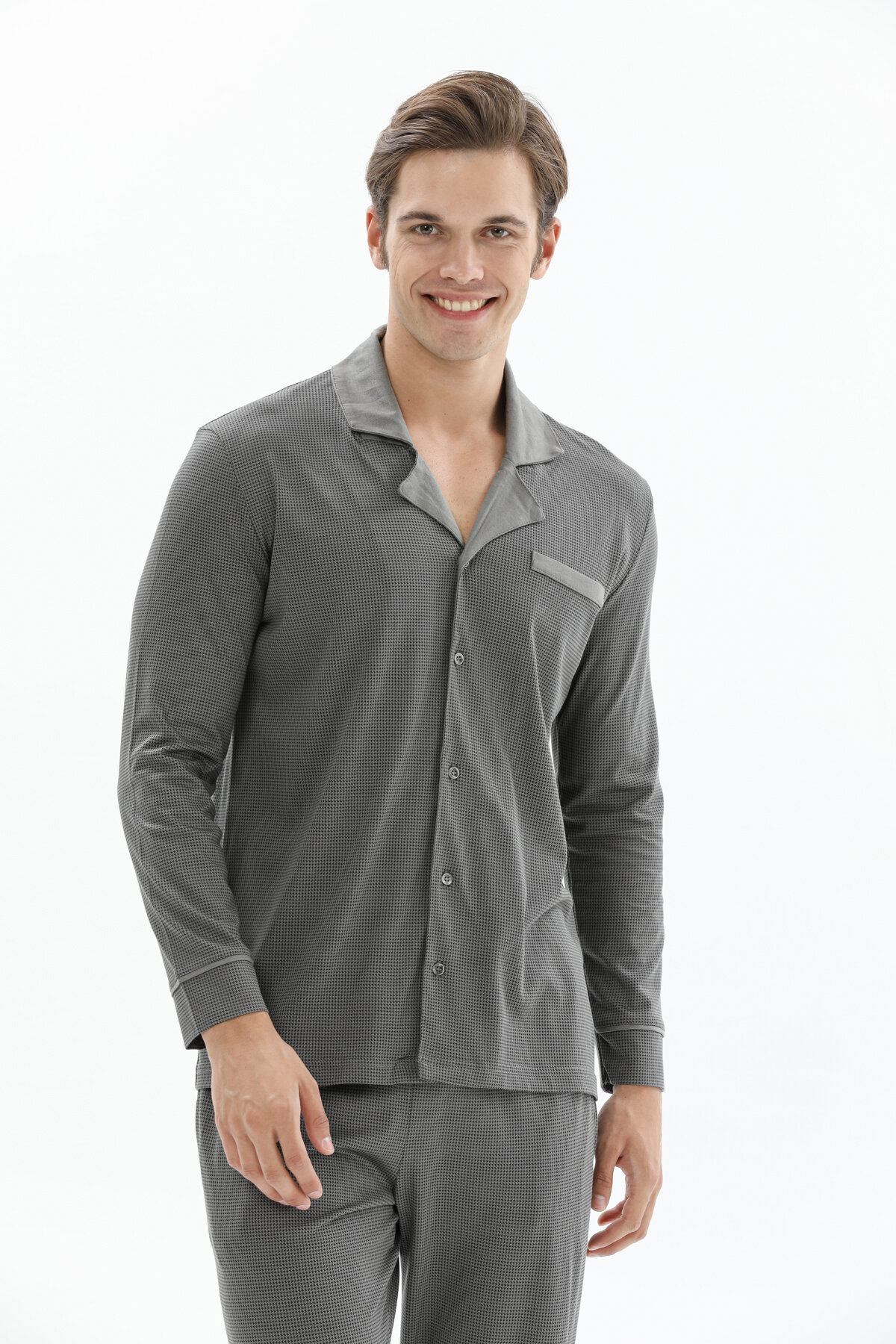 Finesuits Erkek Gömlek Yaka Pijama Takımı 242SV9527