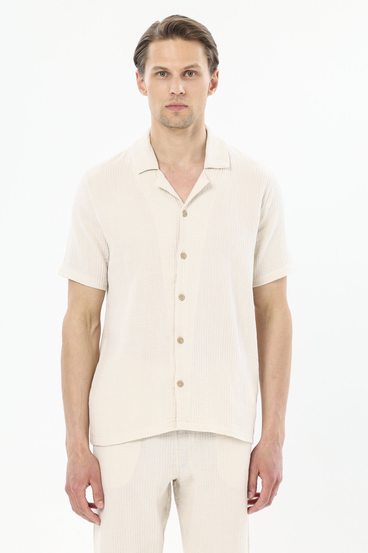 Finesuits Apaş Yaka Kısa Kollu Müslin Pijama Takımı 251E16SV