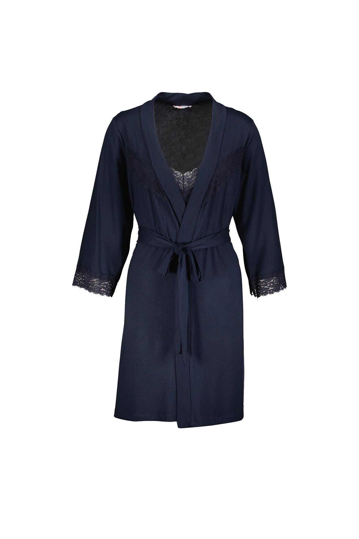 Shefame Kadın V Yaka İp Askılı Gecelik ve Midi Boy Sabahlık Takımı 251K13MB