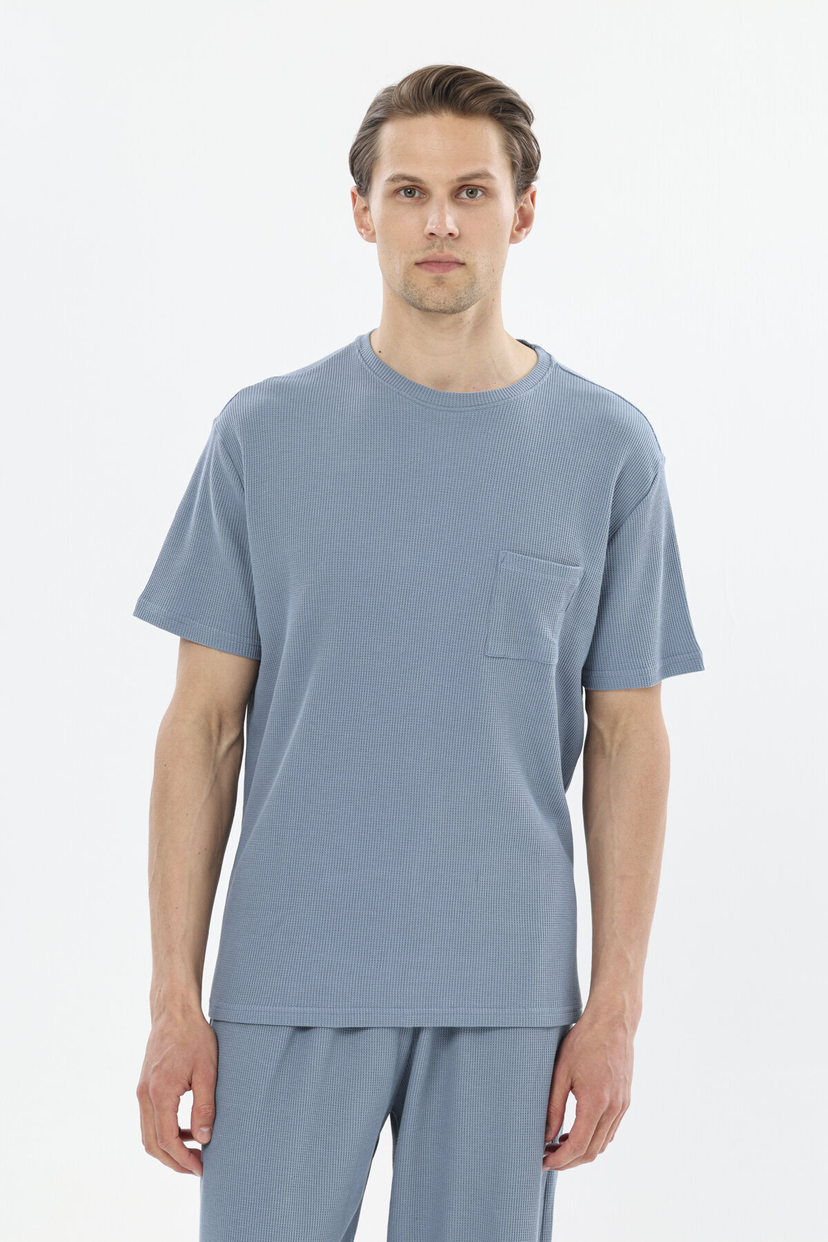 Finesuits Bisiklet Yaka Kısa Kollu Waffle Pijama Takımı 251E08SV