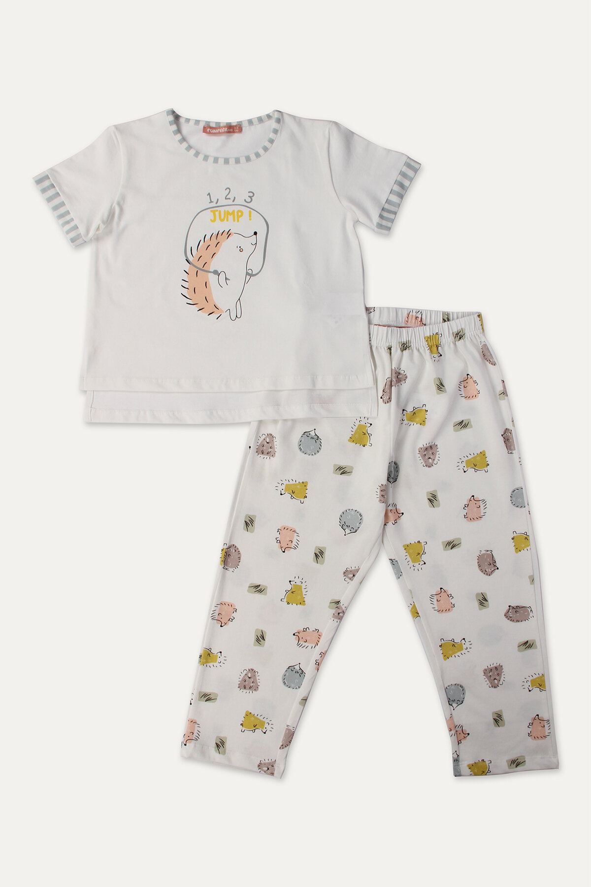 Funfair Kız Çocuk Kirpi Desenli Bisiklet Yaka Kısa Kollu Pijama Takımı 251KC04SV