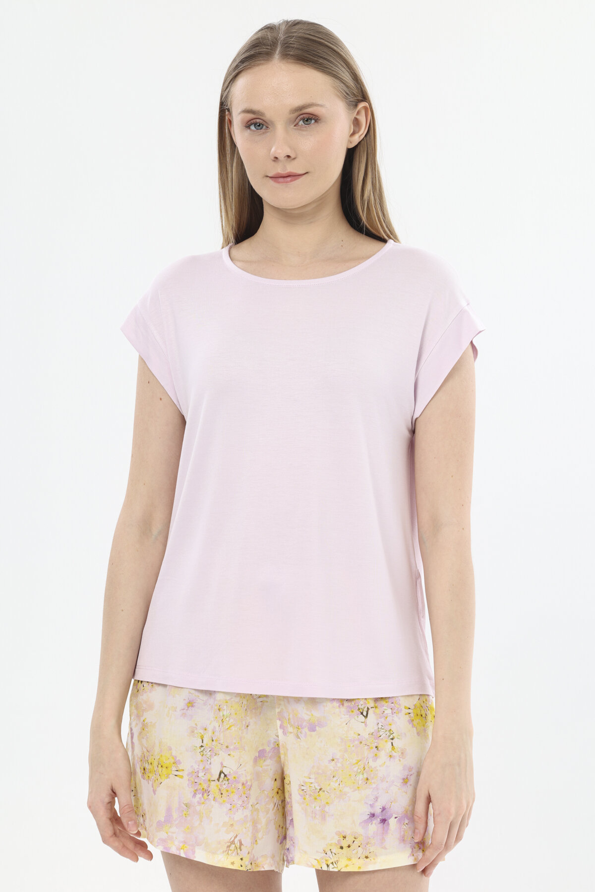 Shefame Kadın Çiçek Desenli Bisiklet Yaka Kısa Kollu Şort Takımıı 251K17SV