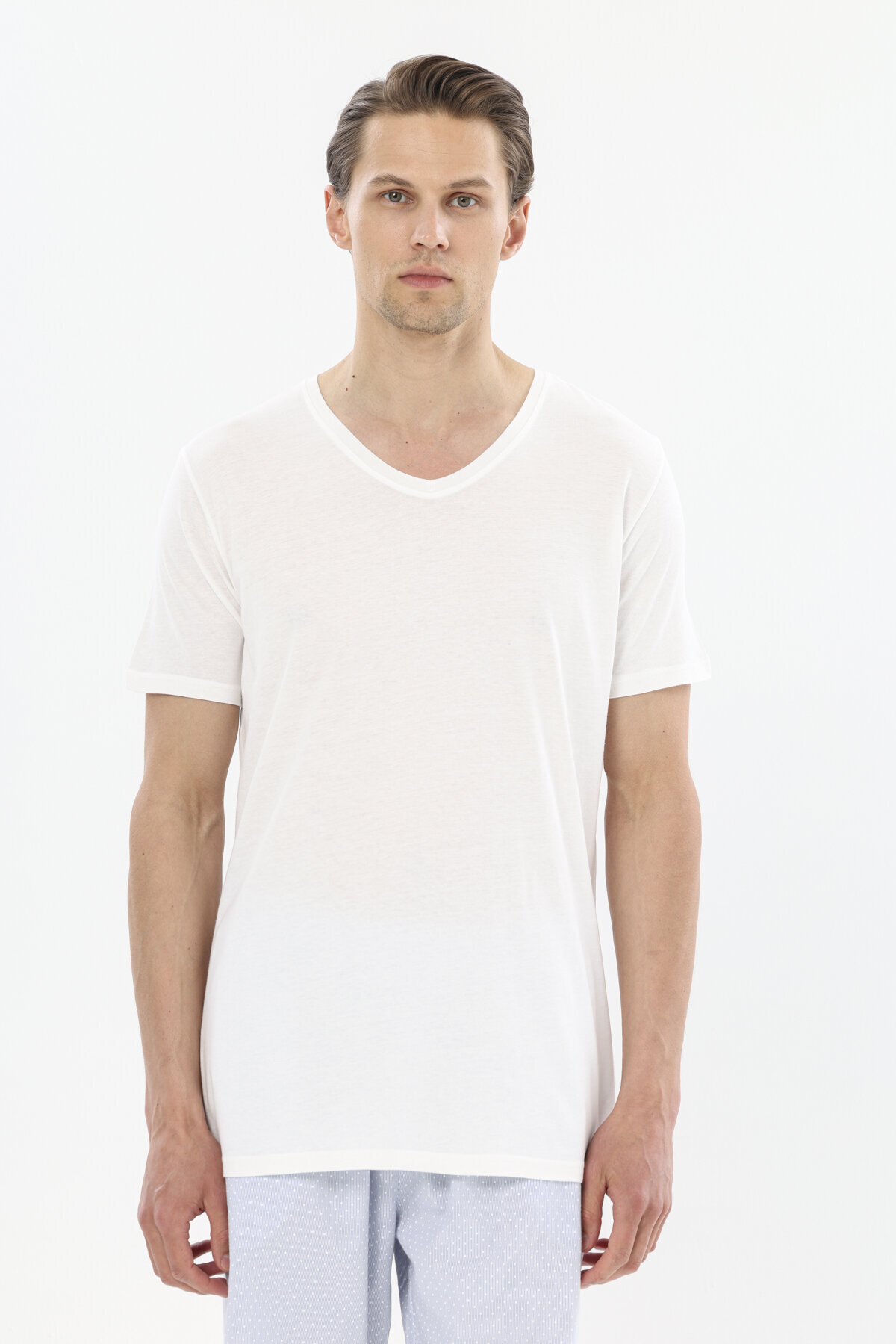 Finesuits Erkek Bisiklet Yaka Puantiyeli Kısa Kollu Pijama Takımı 251E06PP