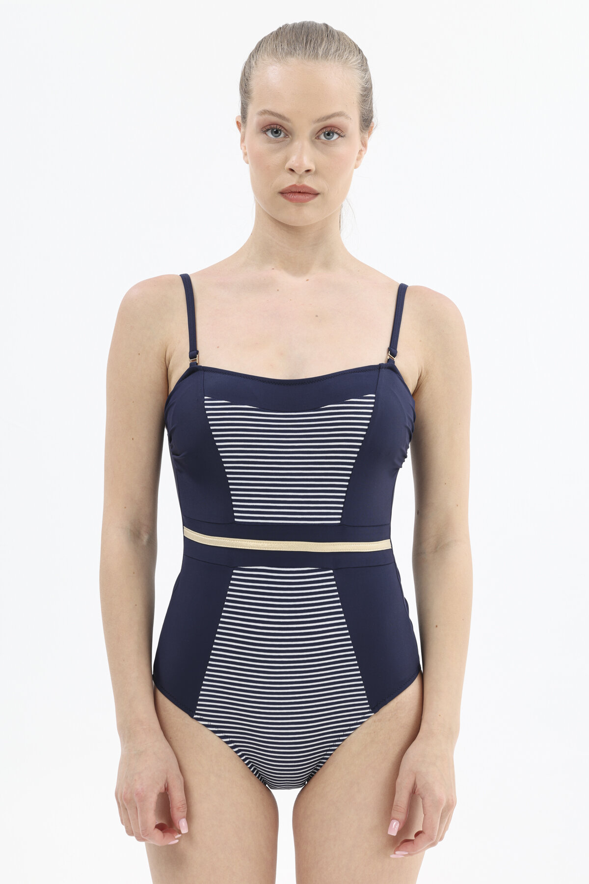 Shefame Kadın İp Askılı Marine Desenli Mayo 251MY22BD