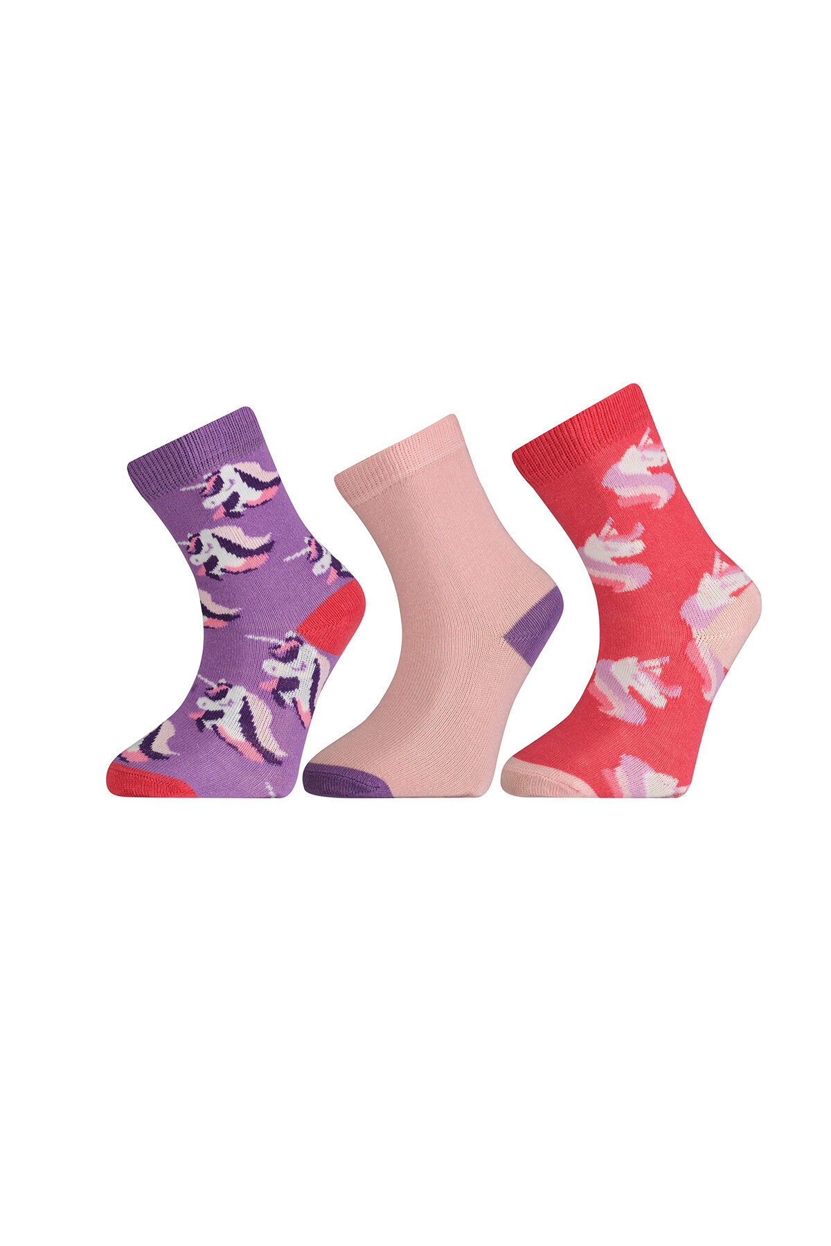 Funfair Kız Çocuk Üçlü Desenli Pamuklu Soket Çorap 251KC13BS