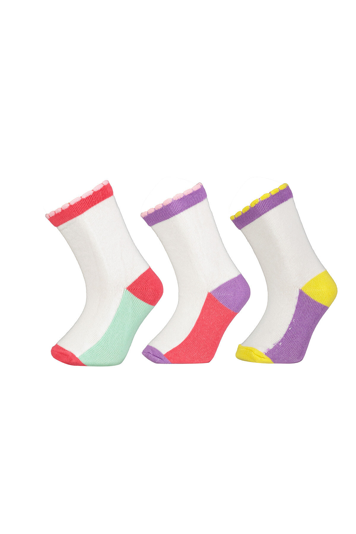 Funfair Kız Çocuk Üçlü Desenli Pamuklu Soket Çorap 251KC18BS