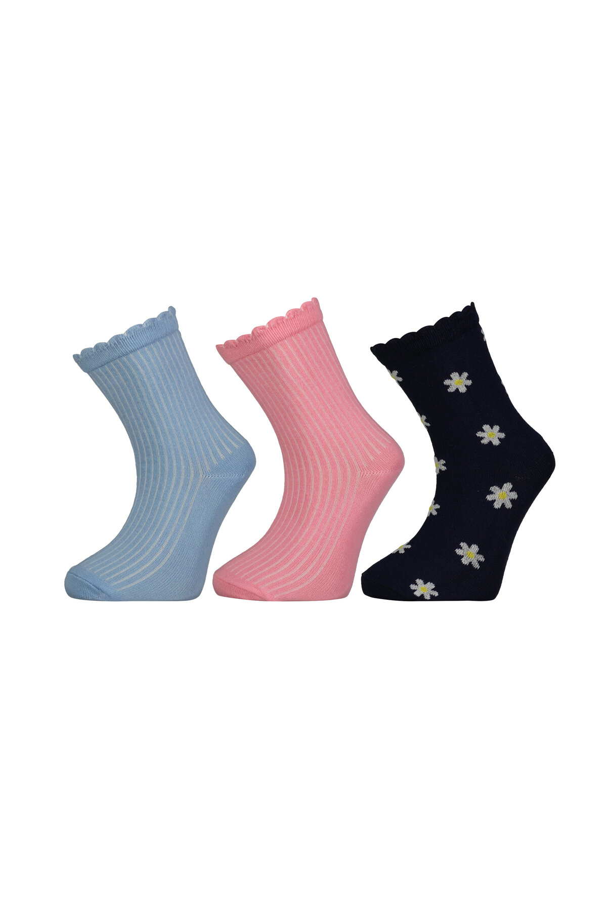 Funfair Kız Çocuk Üçlü Desenli Pamuklu Soket Çorap 251KC29BS