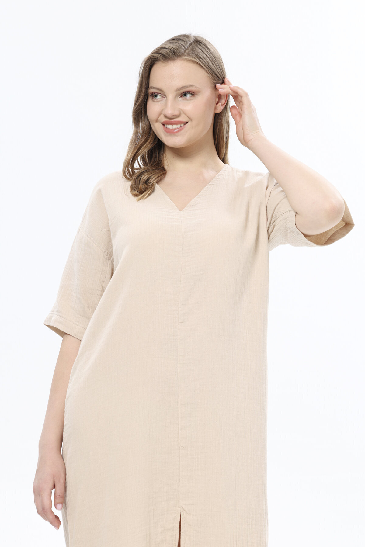 First Company Kadın V Yaka Müslin Elbise 251K14OD