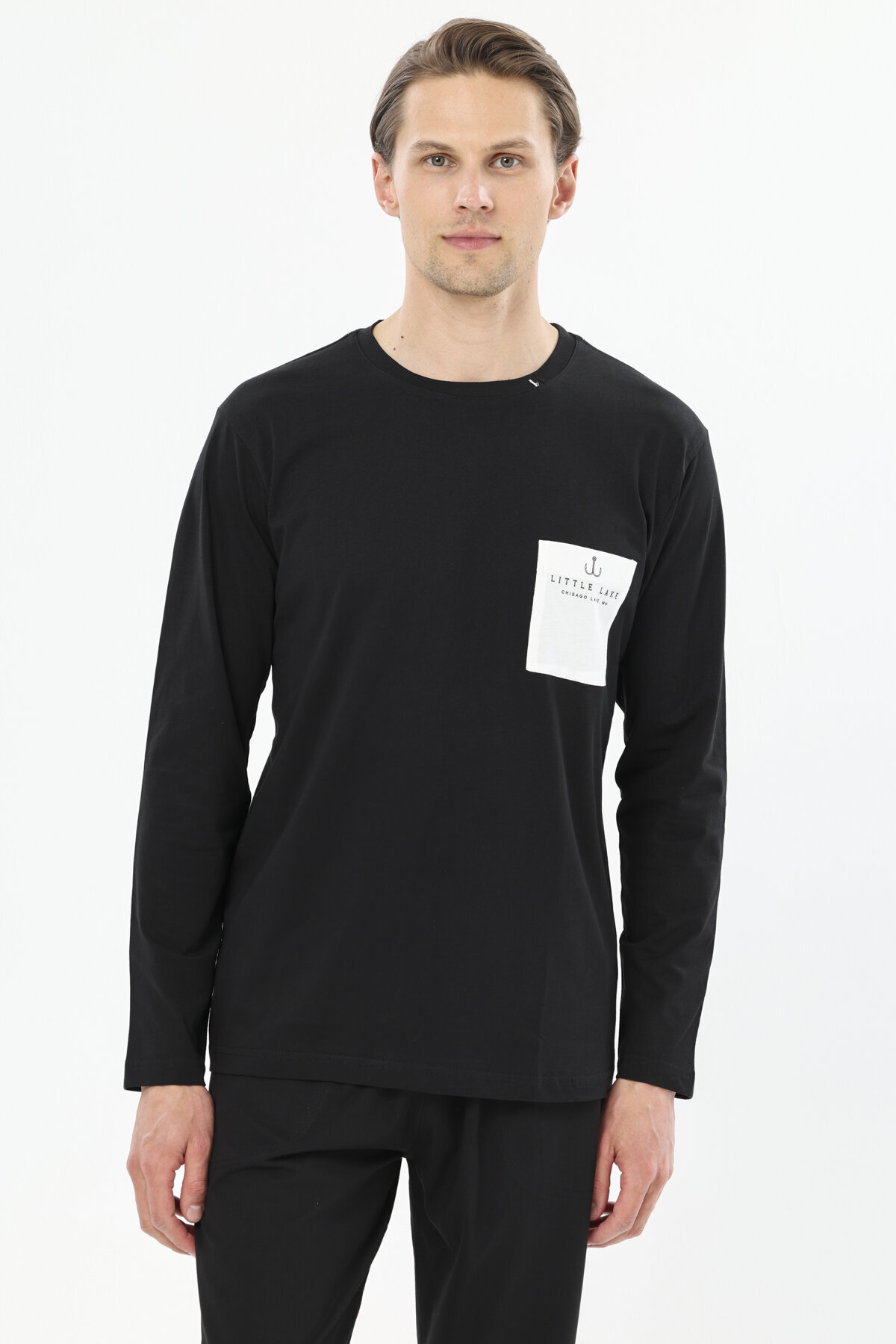 First Company Erkek Bisiklet Yaka Cep Detaylı Uzun Kollu Pijama Takımı 251EP02KL