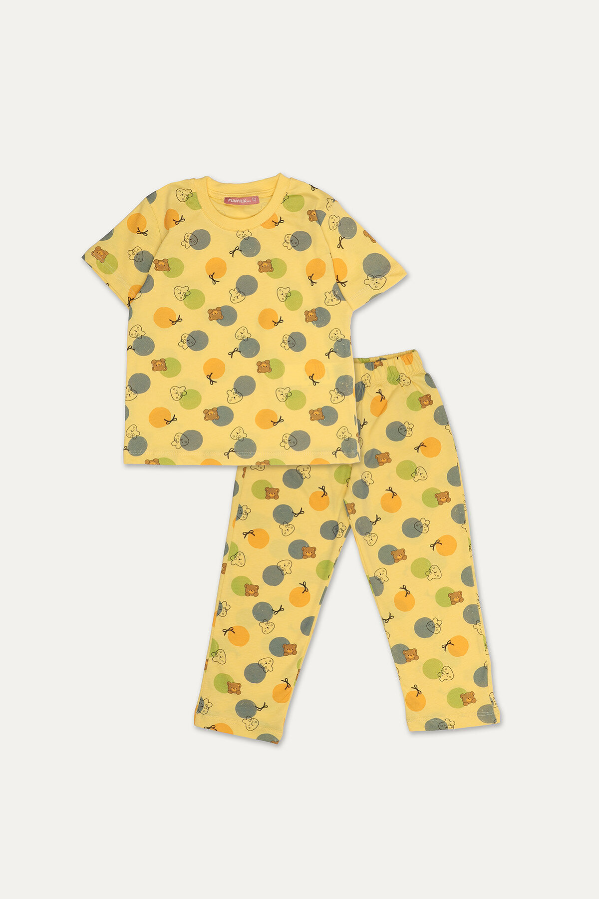 Funfair Kız Çocuk Ayı ve Tavşan Baskılı Kısa Kollu Pijama Takımı 251KT01PL