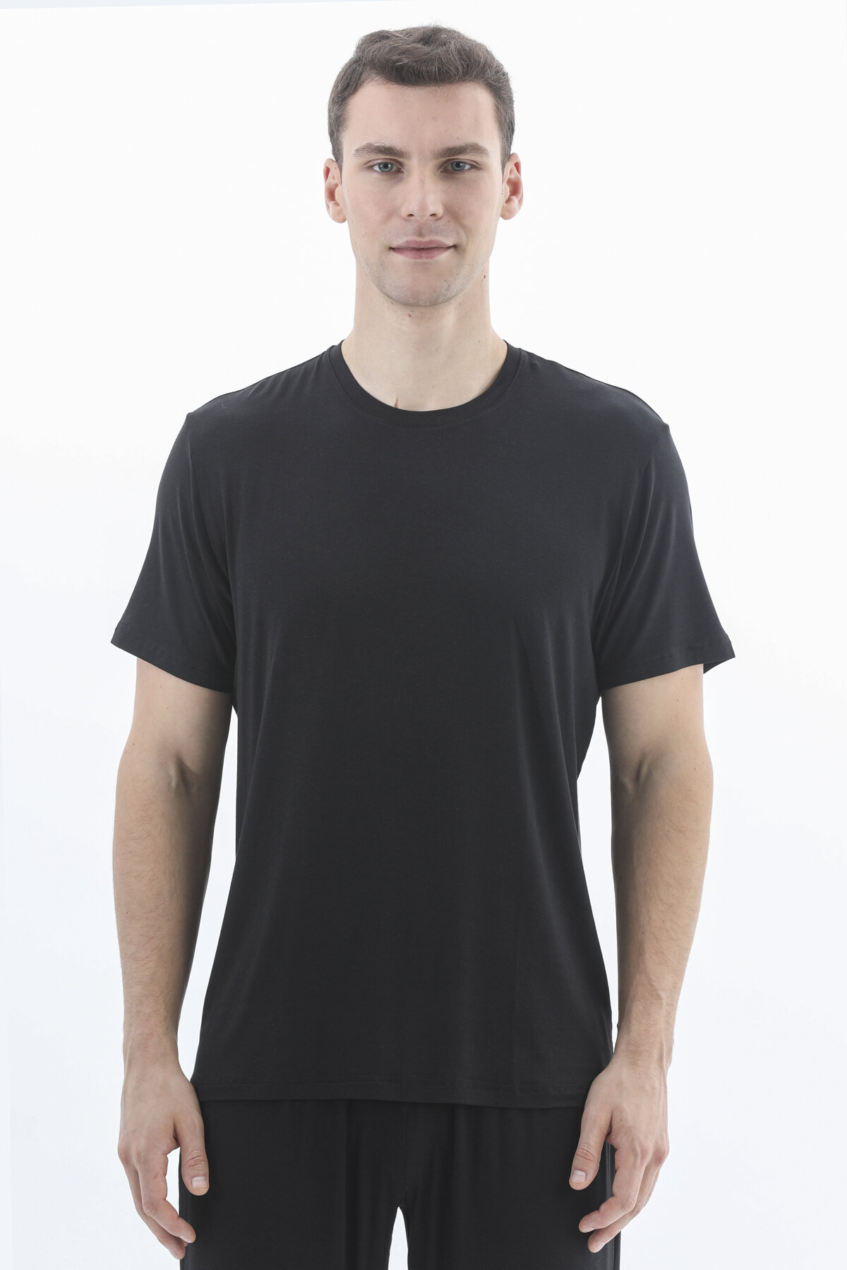 Finesuits Erkek Bisiklet Yaka Kısa Kollu Modal Pijama Üstü 252E1995BS