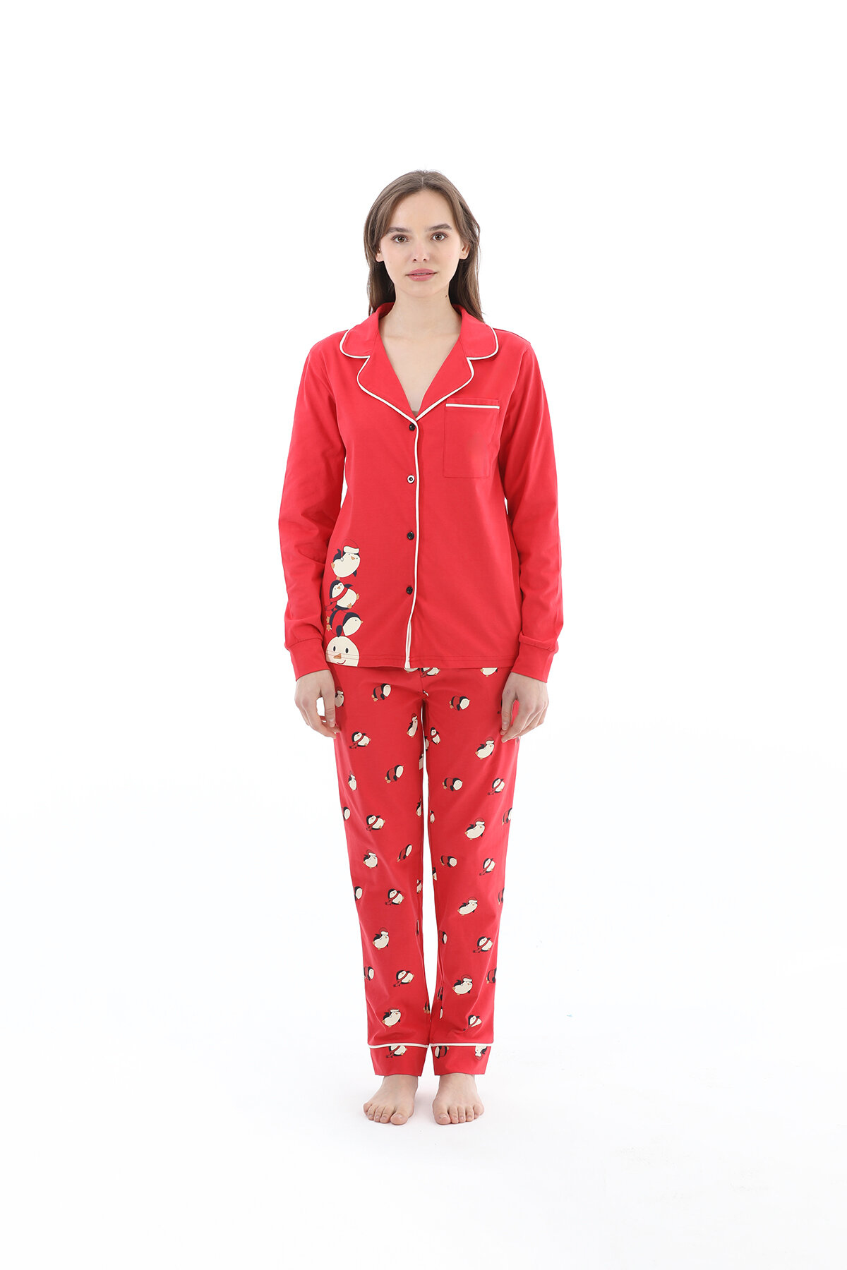 Shefame Kadın Yılbaşı Temalı Pijama Takımı 252K7123TK