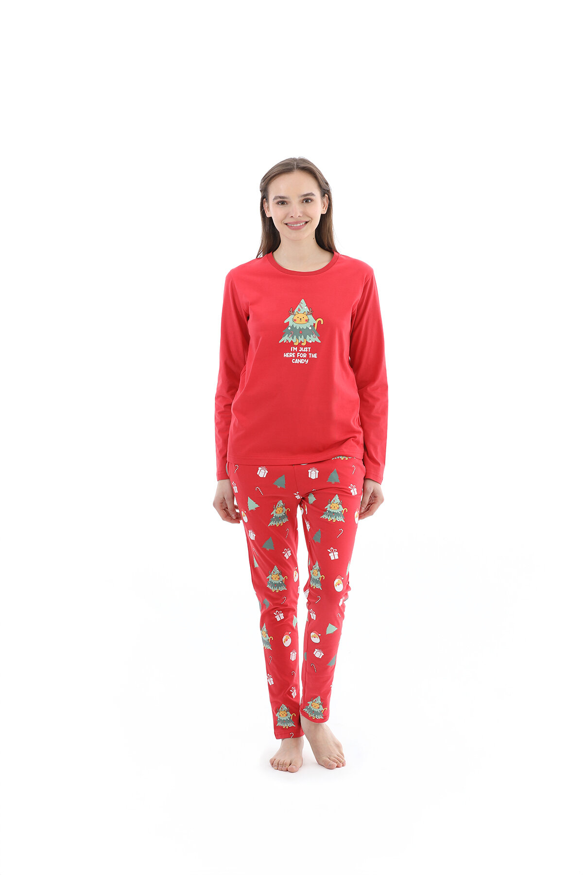 Shefame Kadın Yılbaşı Temalı Pijama Takımı 252K7125TK