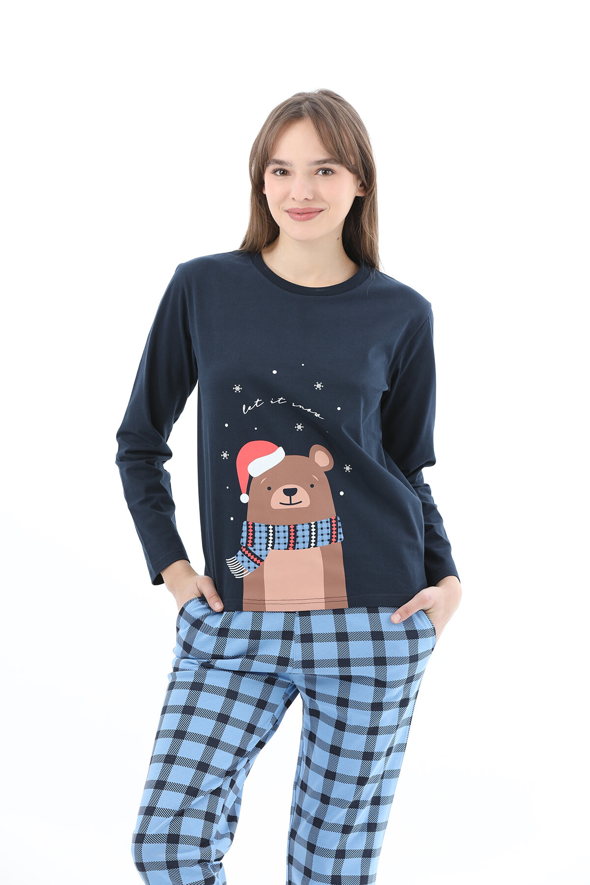 Shefame Kadın Yılbaşı Temalı Pijama Takımı 252K7128TK