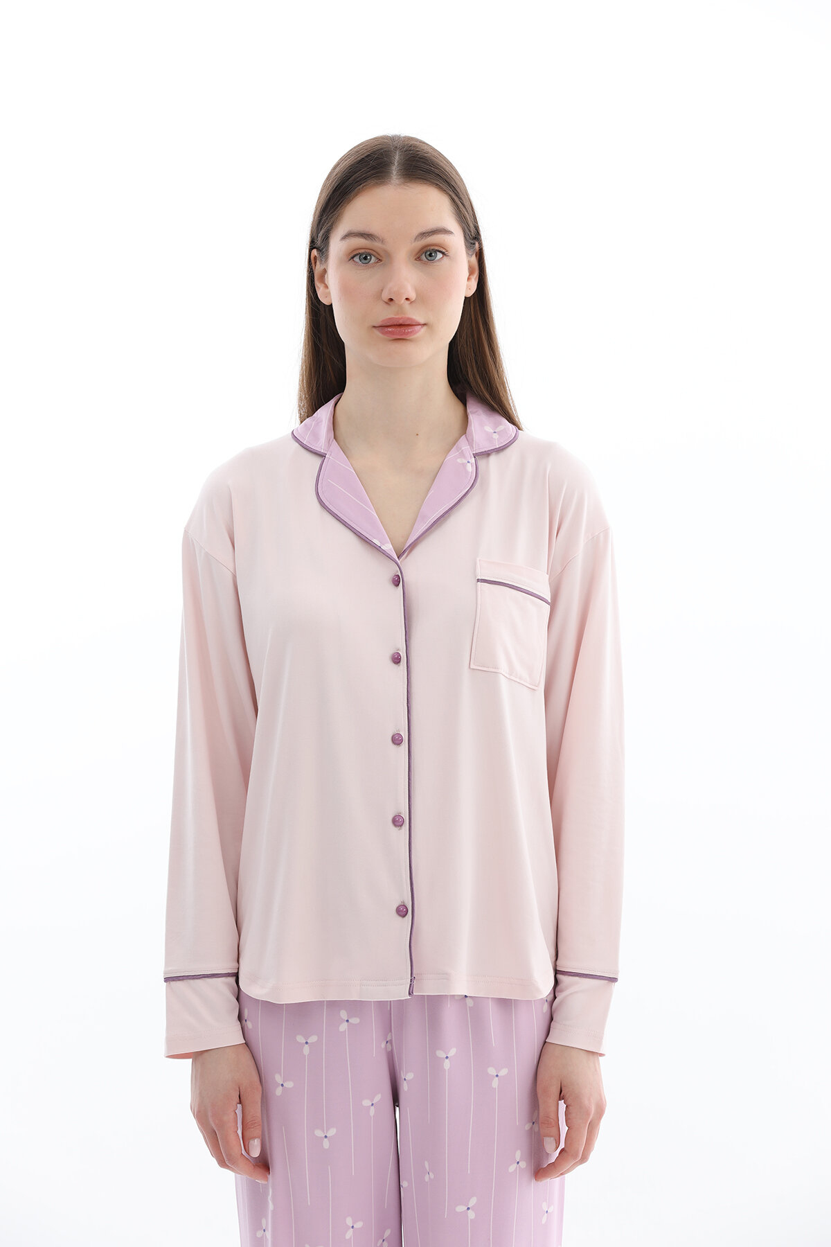 Shefame Kadın Uzun Kollu Önden Düğmeli Pijama Takımı 261K7090PI