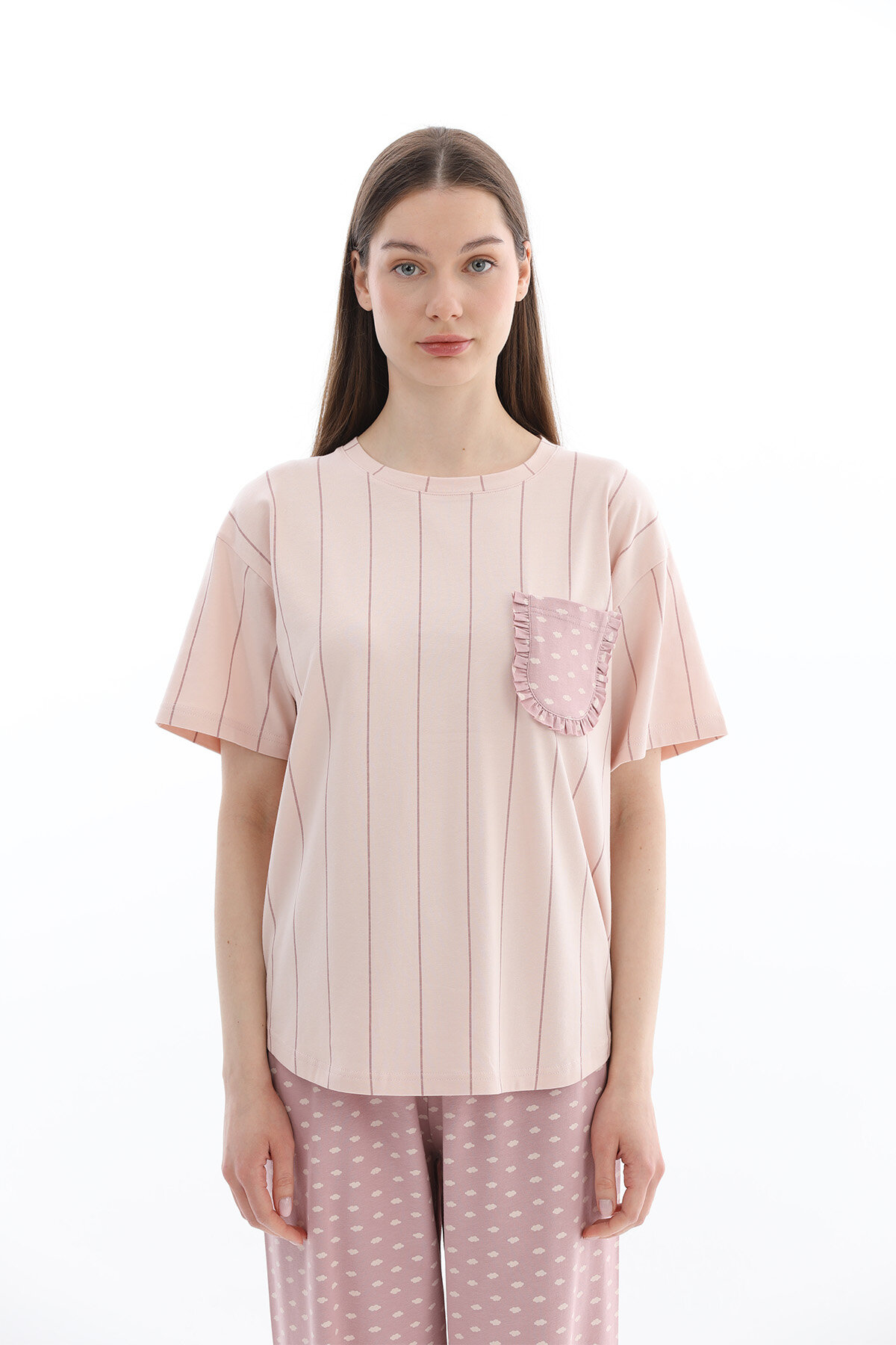 Shefame Kadın Kısa Kollu Uzun Alt Pijama Takımı 261K7099PI