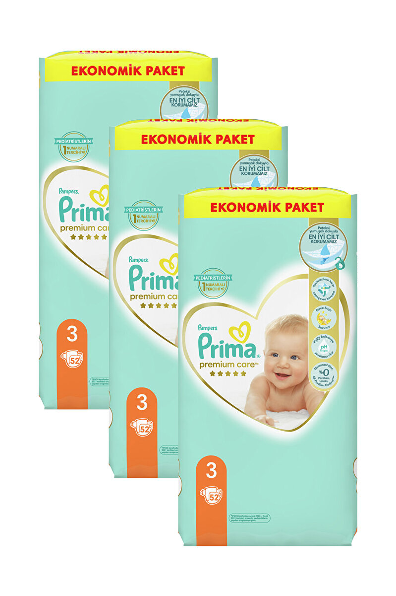 Prima Bebek Bezi Premium Care Jumbo Midi(3) 6-10 Kg 3 x 52li
