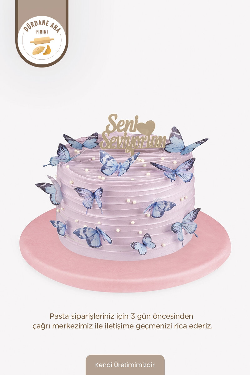 Dürdane Ana Fırını Kutlama Pastası Kelebekli Butik 12 Kişilik
