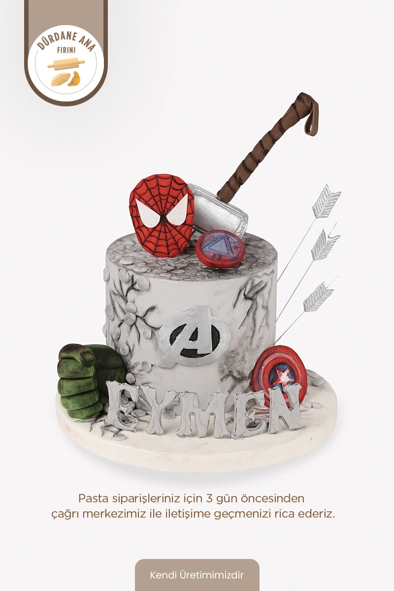 Dürdane Ana Fırını Spiderman Kons. Şeker Hamurlu Yaş Pasta 12 Kişilik (Ön Siparişle)