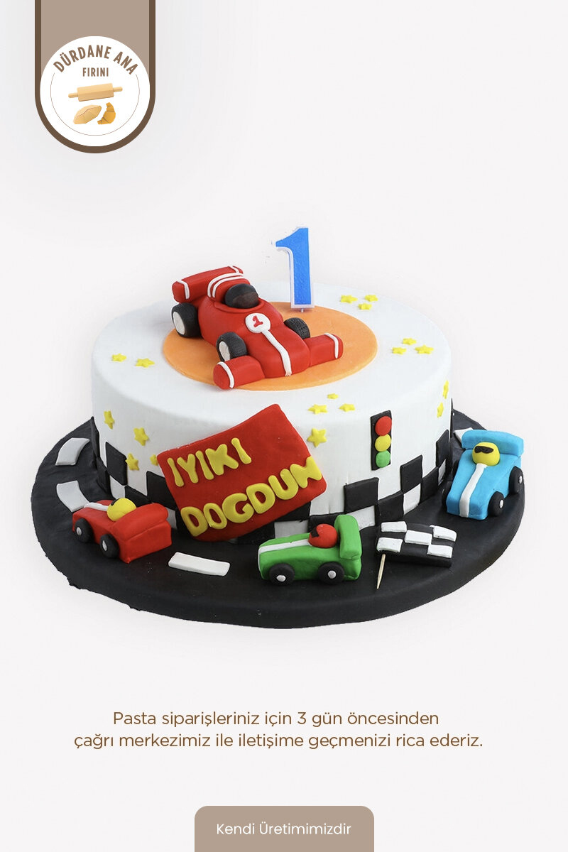 Dürdane Ana Fırını Araba Temalı Yaş Pastası 12 Kişilik (Ön Sipariş)