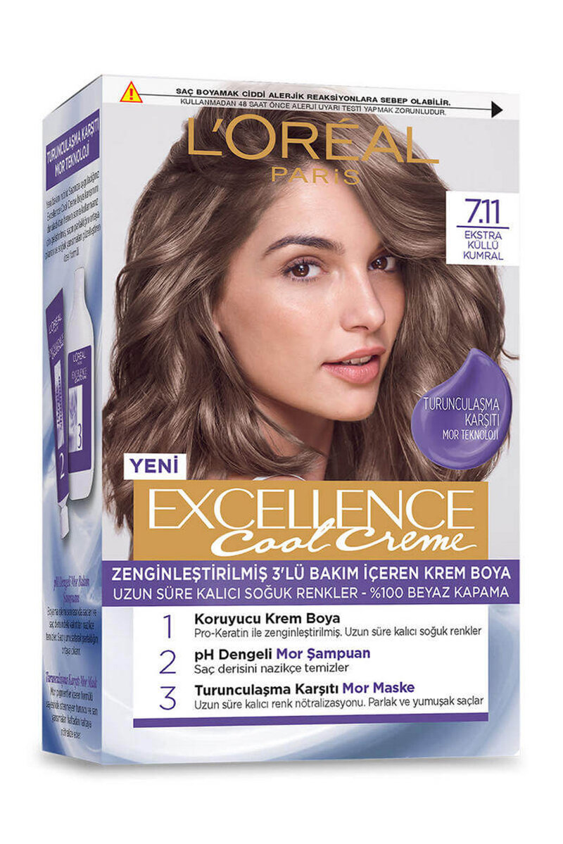 Excellence Saç Boyası Cool Creme 7.11 Ekstra Küllü Kumral
