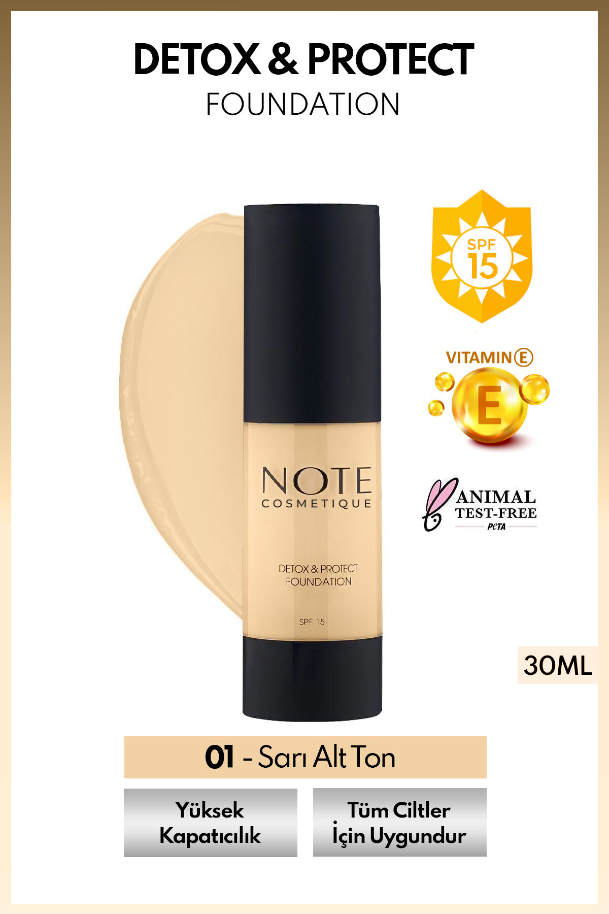 Note Detox Protect Foundation Fondöten 01 30 ml