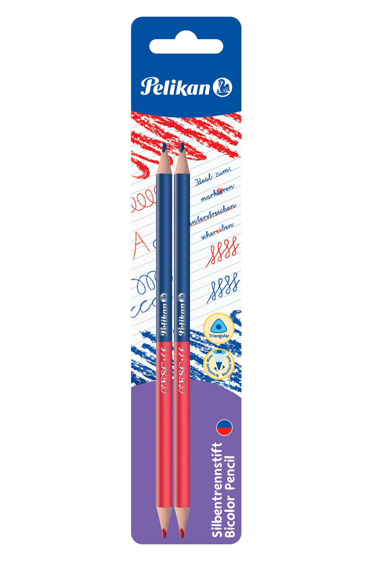 Pelikan Kırmızı-Mavi 2 Uçlu Başlık Kalemi 2Li Blister