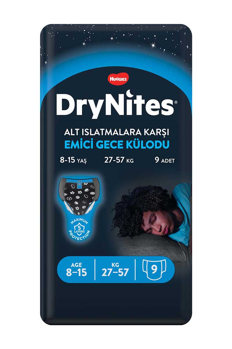 Huggies Bebek Bezi Dry Nites Large Erkek 27-57 kg 9 Ped