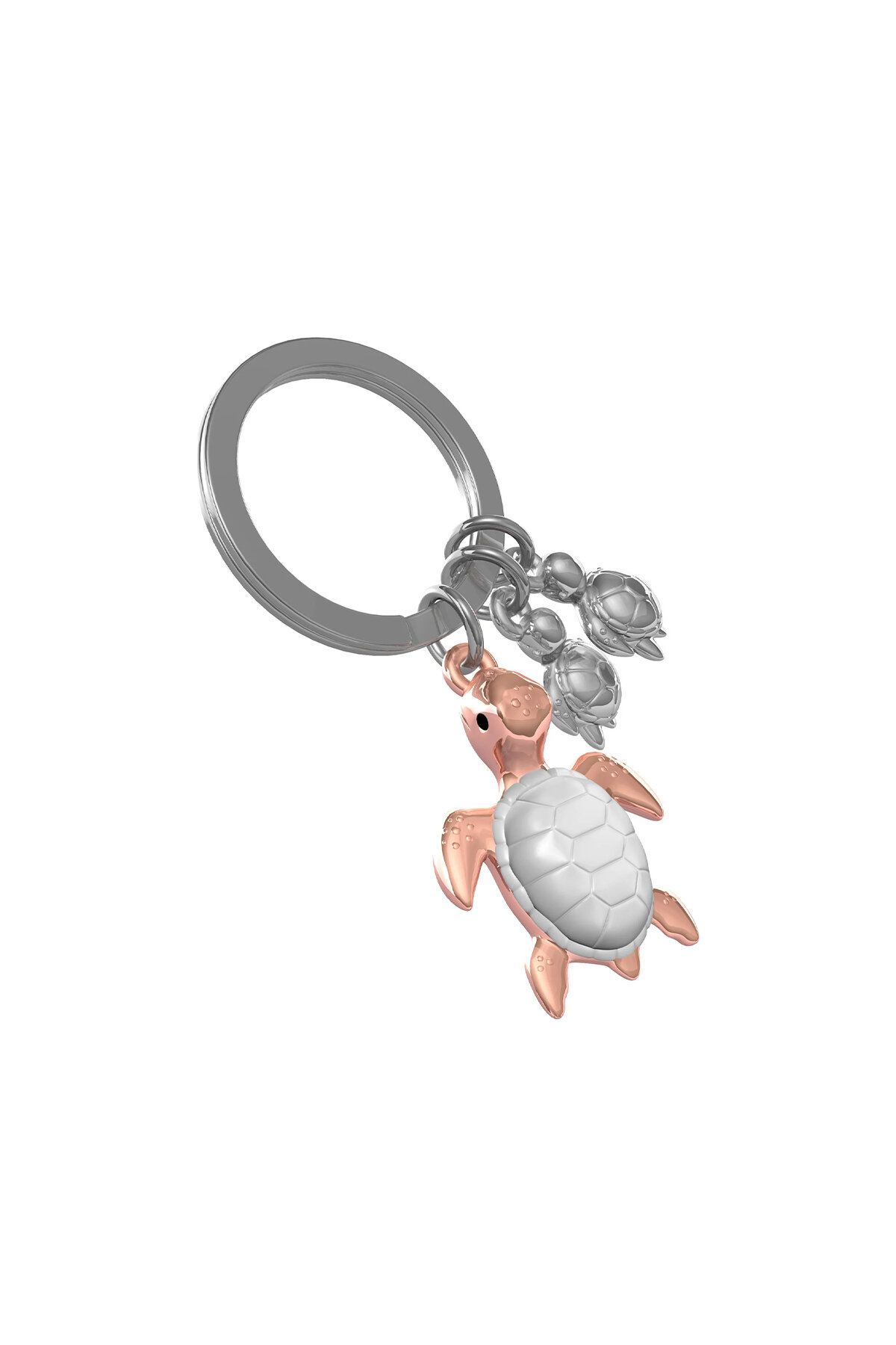 Metalmorphose Kaplumbağa Ailesi Anahtarlık Beyaz- Rose Gold - Gümüş MTM195-01