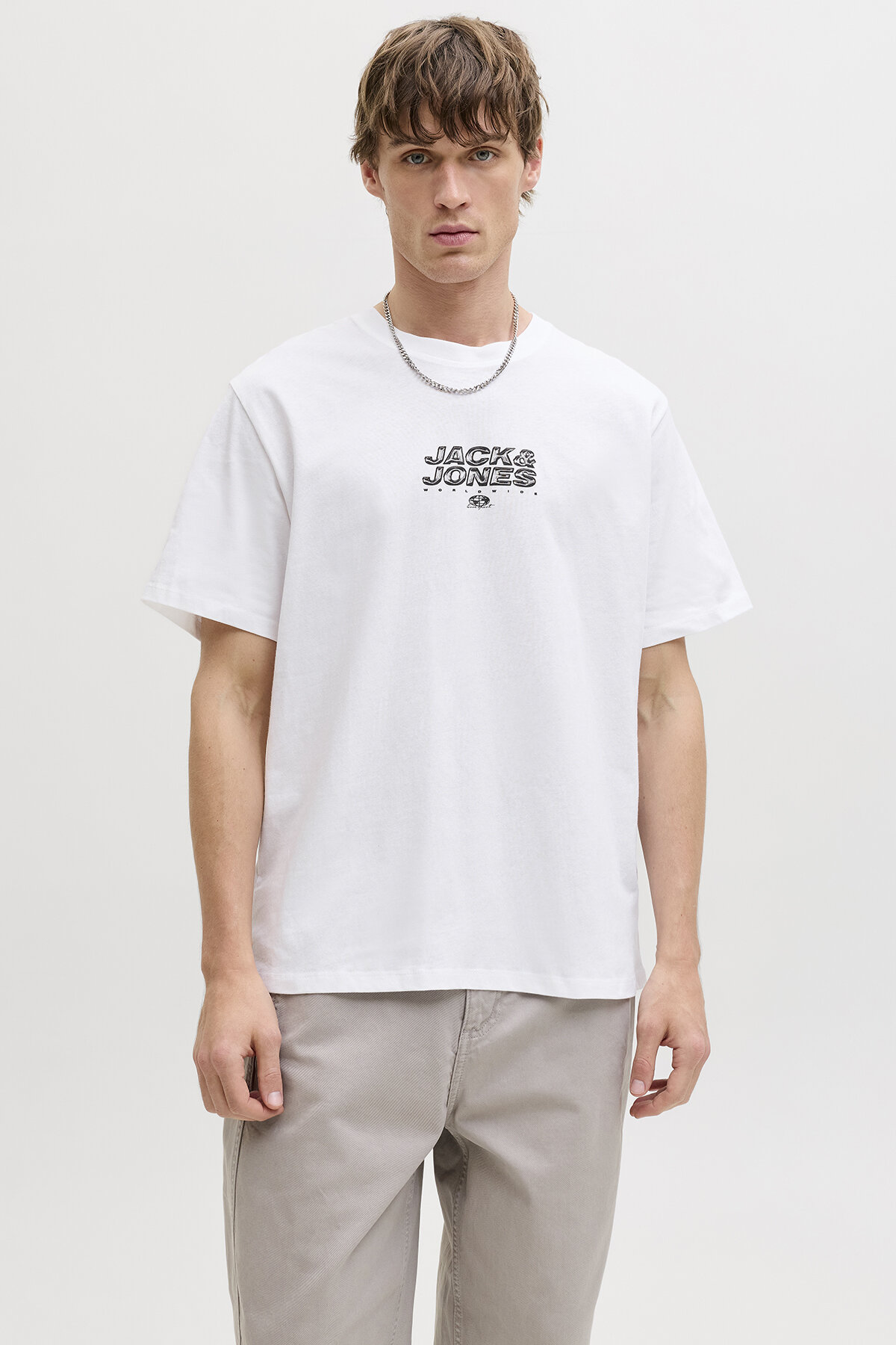 Jack&Jones Erkek Tişört 12292555 BRIGHT WHITE