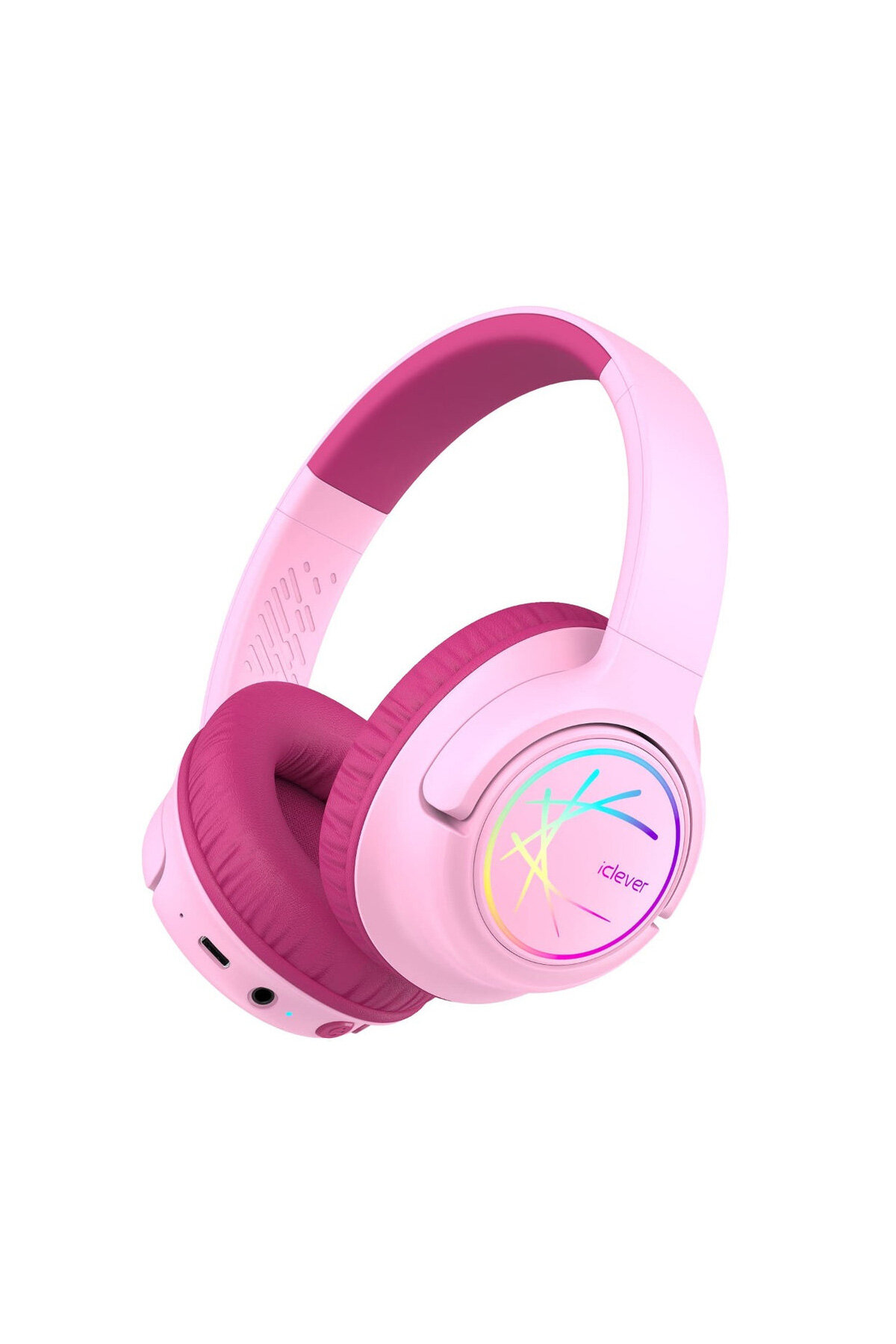 iClever BTH18 BPA Free LED Işıklı Çocuk Bluetooth Kulaklık - Pembe