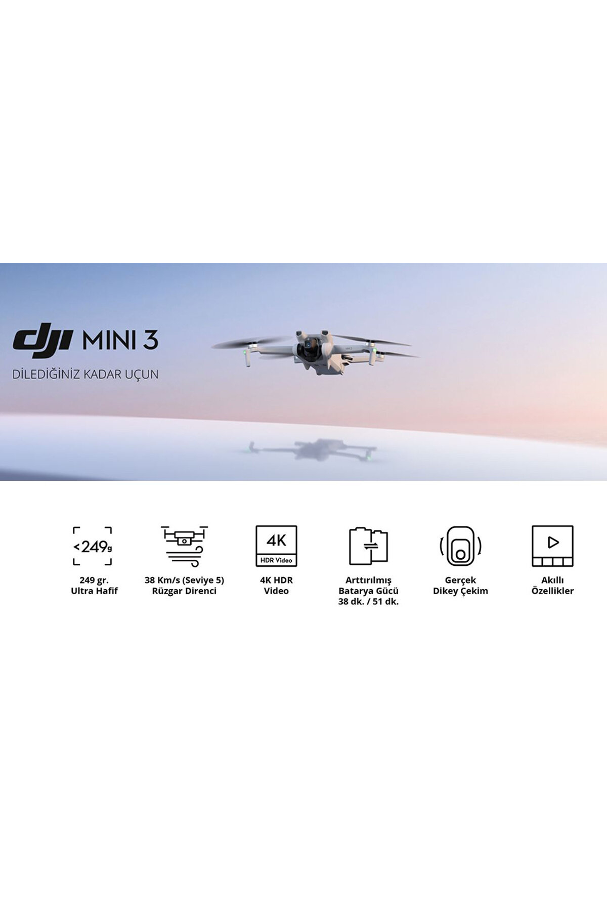 Dji Mini 3 GL Ekransız Kumanda Tek bataryalı | Drone | Dji