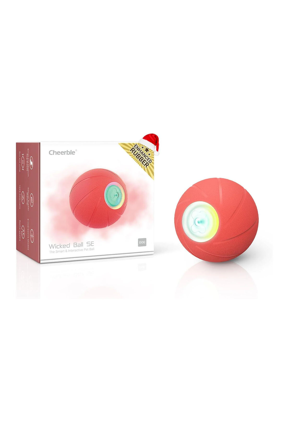 Cheerble Şarjlı Akıllı İneraktif Köpek Oyun Topu Kırmızı Small 5.5 cm