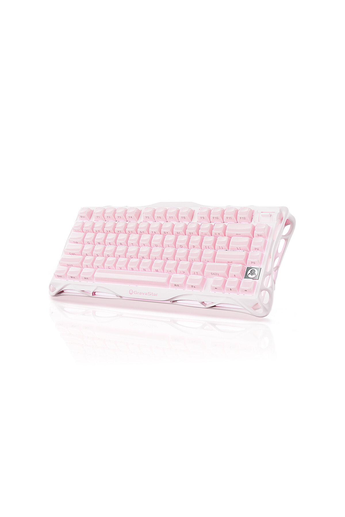 GravaStar Mercury K1 RGB Kablosuz Mekanik Alüminyum Çerçeveli, İngilizce Q Gaming Klavye Pembe