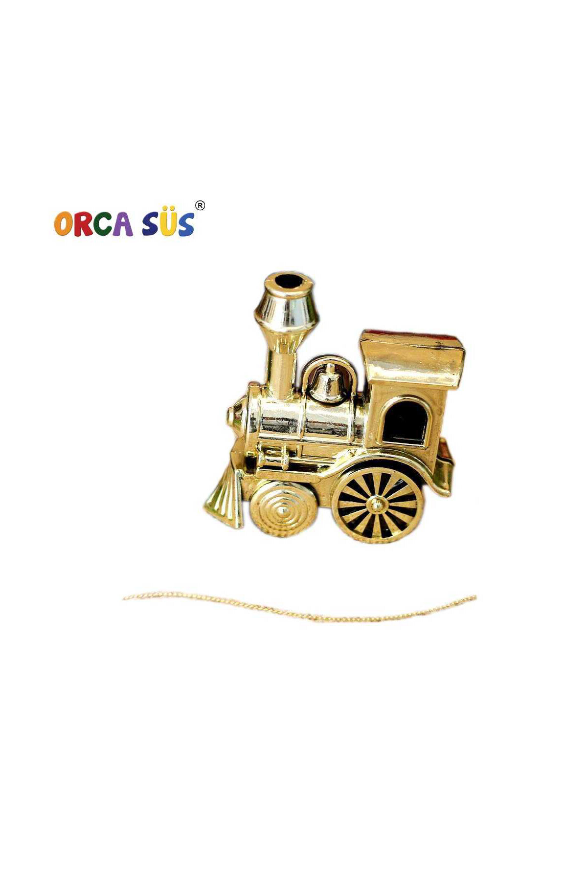 Yılbaşı Ağaç Süs Tren 8x9cm Metalik Altın