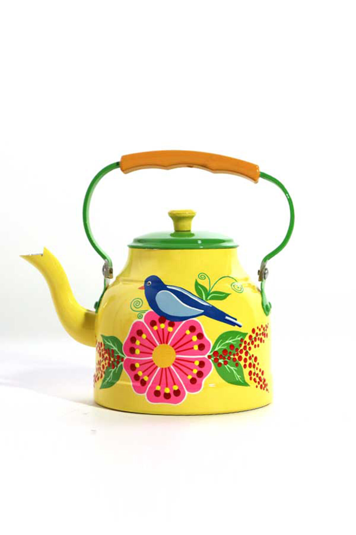 Dedemin Emayeleri Paslanmaz Çelik Demlik Sarı Kuş Desenli 1500 cc